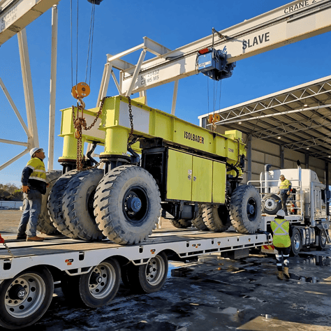 Rubber tyred gantry crane disassembled for transportation