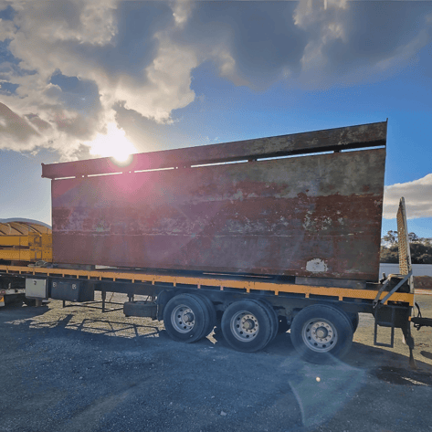 Prestressing bed dismantled and loaded onto B-double truck to be relocated 